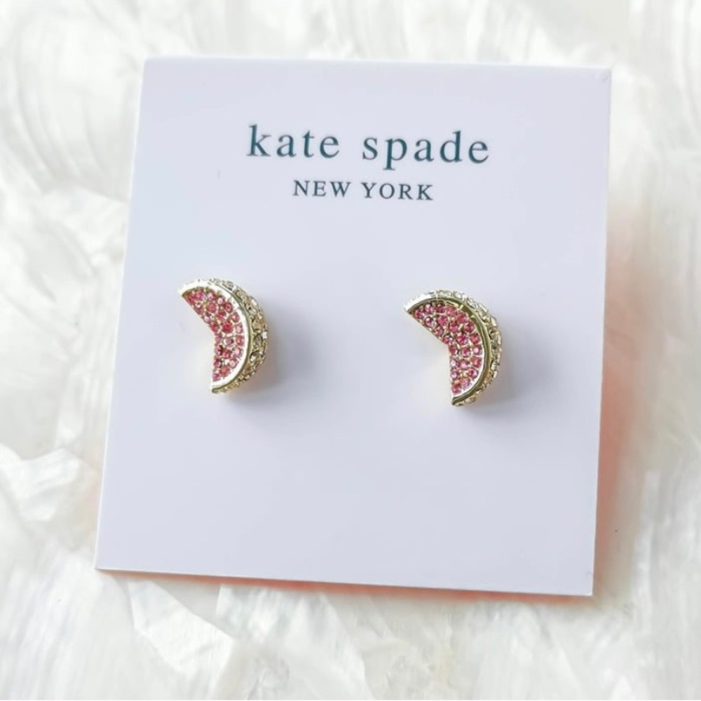 Kate Spade fruit salad pavé grapefruit gold pink stud earrings on-trend Jewelry